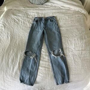 Abercrombie & Fitch Light Blue Distressed Straight Leg Jeans